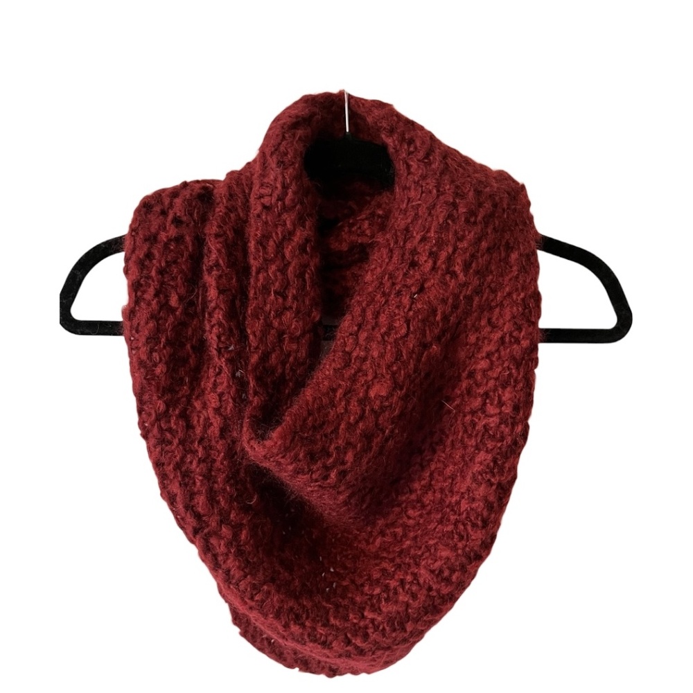 Cozy Knit Scandi Burgundy Infinity Scarf Poncho Snood